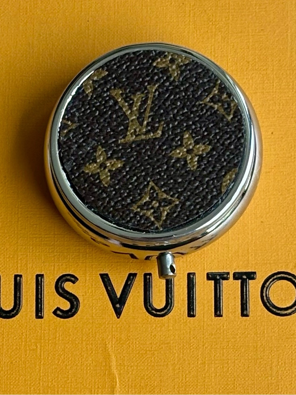 Louis Vuitton Pill Box, Pill Container, Jewelry Container 2 in. Dia.